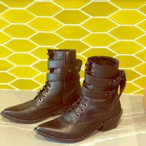 ASOS Religion Larisa Lace Up Leather Buckle Boot